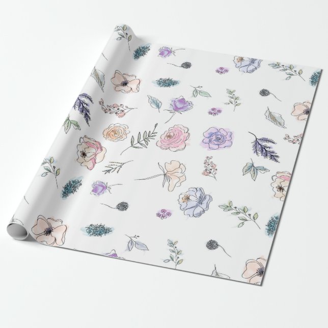 Papel De Presente Promoção Boho Chic Floral Boho Garota Flores (Desenrolado)
