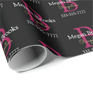 Papel De Presente Promoção Comercial, Nome, Monograma e Título em Pr