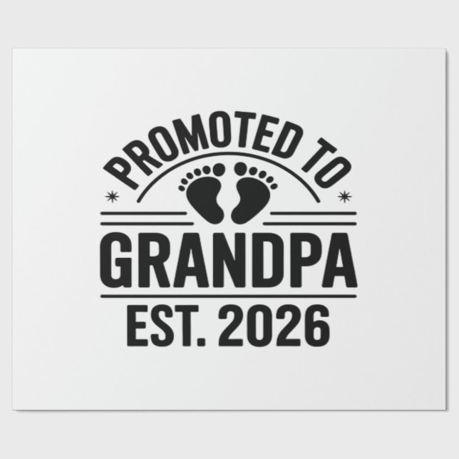 Papel De Presente Promoted to Grandpa, Est. 2026, Funny New Grandpa  (Aberto)