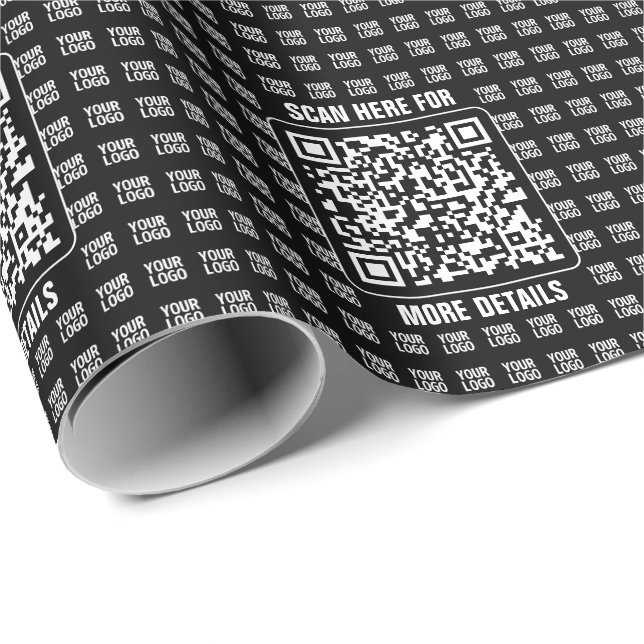 Papel De Presente Promotional QR code (editable) plus Logo Pattern (Ponta do rolo)