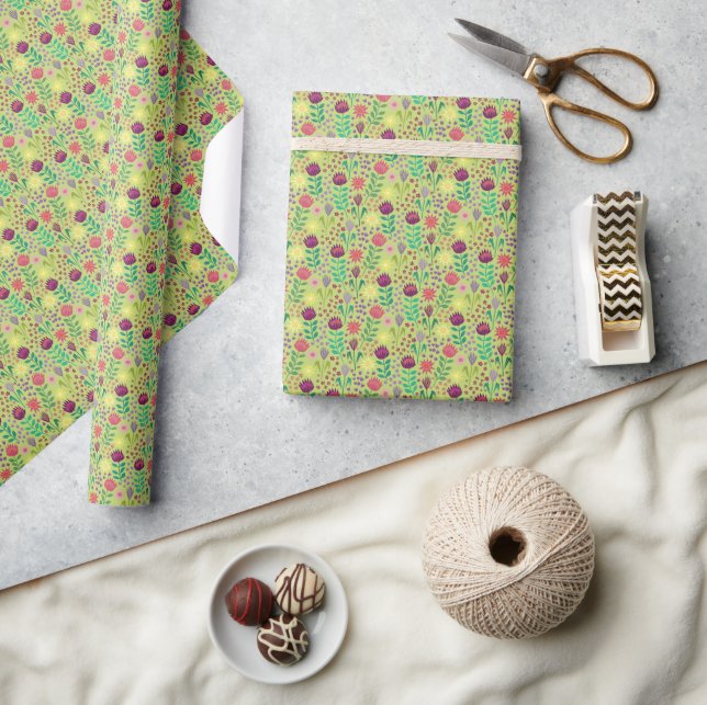 Papel De Presente Protea Floral Block Impressão Millefleur Cheio ver (Artesanato)
