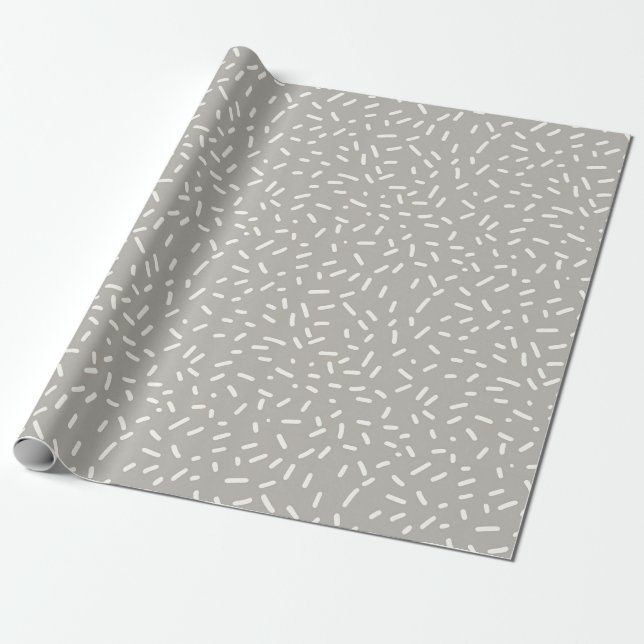 Papel De Presente Prprinkpes de Confetti Branco sobre a Cinza Leve (Desenrolado)