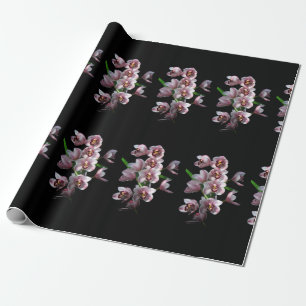 Papel De Presente Prurido Orquídea em Preto