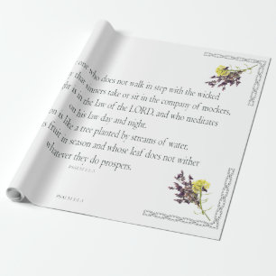 Papel De Presente PSALM 1:1-3 Design botânico,