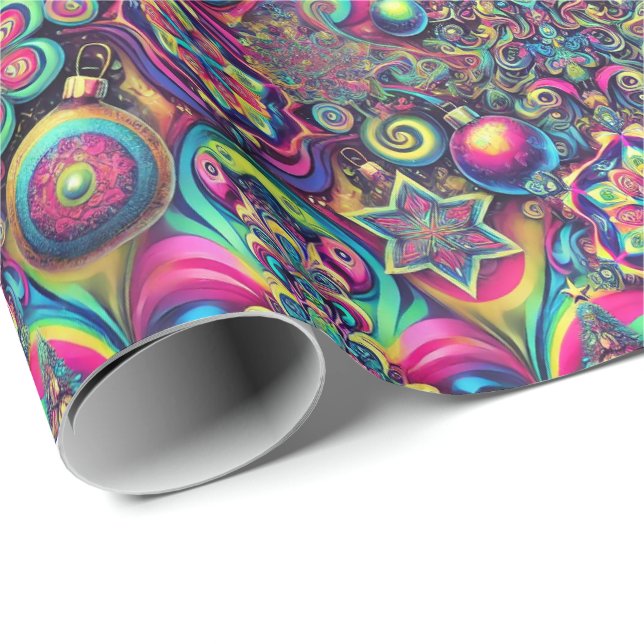 Papel De Presente Psychedelic Christmas Wrapping Paper (Ponta do rolo)
