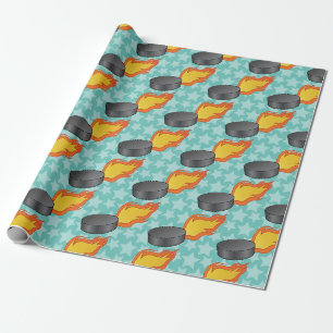 Papel De Presente Puck de Hóquei em Chamada Personalizável