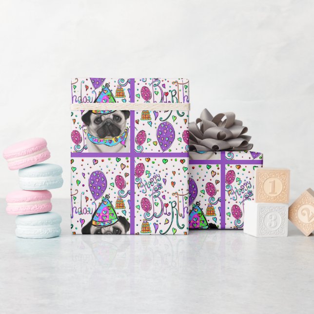 PAPEL DE PRESENTE PUG (Chá de bebê)