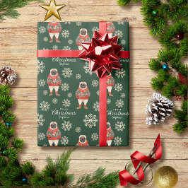 Papel De Presente Pug Aquarela Verde Cachorro Natal Personalizado