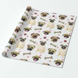 Papel De Presente Pug Celebration Wrapping Paper