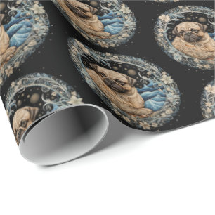 Papel De Presente Pug da Fantasia de Natal