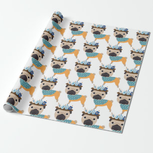 Papel De Presente Pug de Hanukkah Dreidel (customizável)