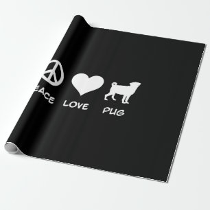 Papel De Presente Pug do Amor pela Paz  Presente dos Pug Dog Lovers