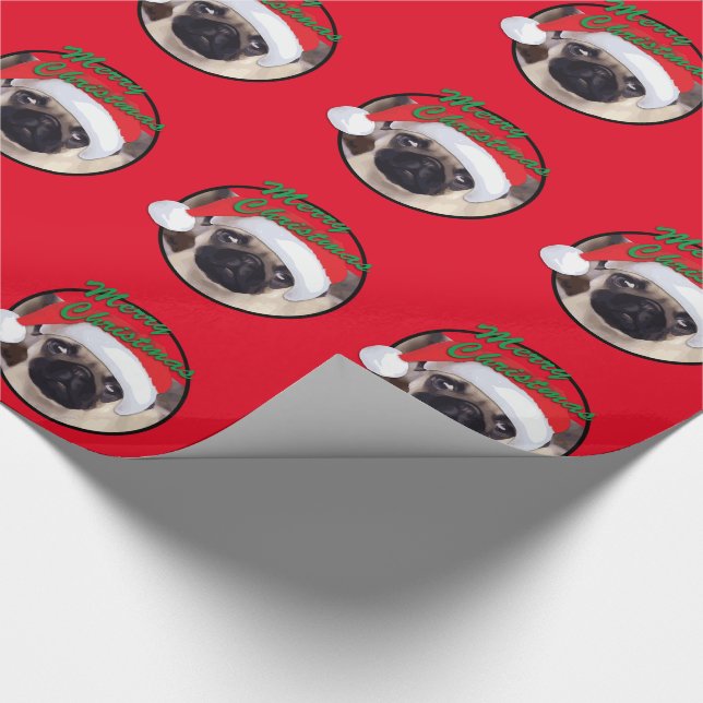 Papel De Presente Pug do Natal - papel de envolvimento lustroso, 30" (Ponta)