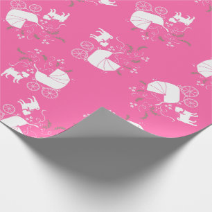 Papel De Presente Pug Dog Chá de fraldas Girl Pink with Arco