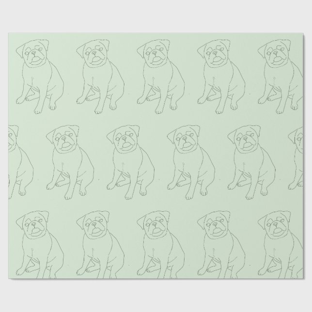 Papel De Presente Pug Dog - Papel Decorrido (Aberto)