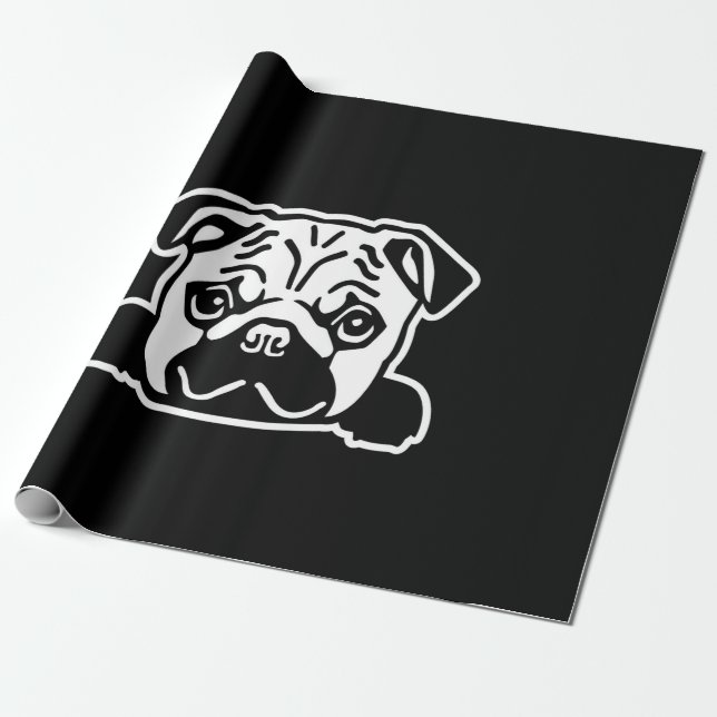 Papel De Presente Pug Dog Sketch (Desenrolado)