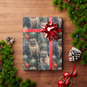 Papel De Presente Pug Natal