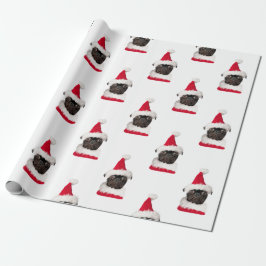 Papel De Presente Pug Negro Bonito no Natal