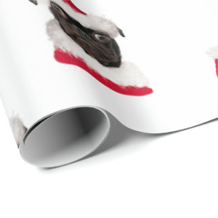 Papel De Presente Pug Negro Bonito no Natal