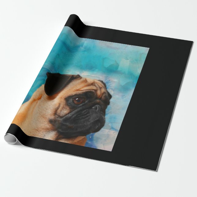 Papel De Presente Pug Retrato Cute Pug Face Pug Lover (Desenrolado)