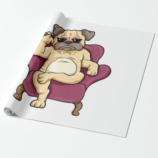 Papel De Presente Pug Smoking Cigar | Cachorro Legal (Desenrolado)