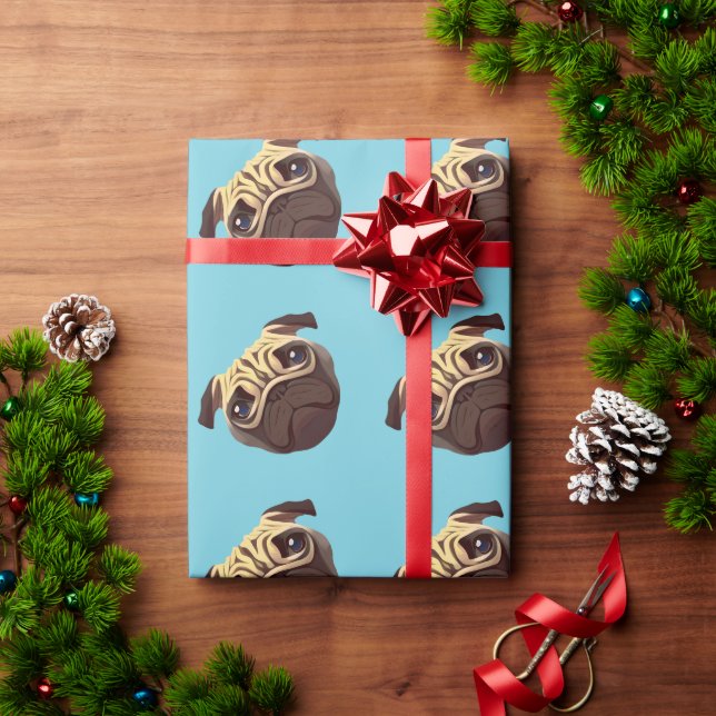 Papel De Presente Pug Wraping Paper (Presente de Natal)