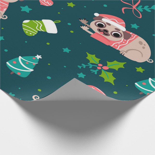 Papel De Presente Pugs de Natal (Ponta)