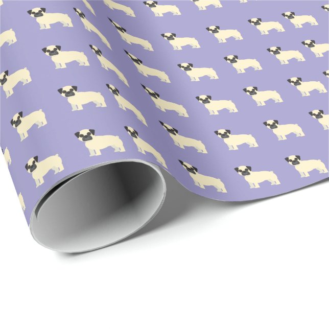 Papel De Presente Pugs, Roxo Claro (Ponta do rolo)