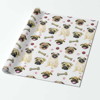Papel De Presente Pugs White Gift Wrap
