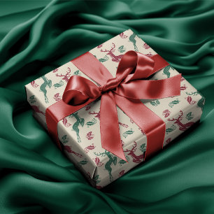 Papel De Presente Pulando cervos e azevinho