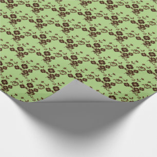 Papel De Presente Pulverização Floral, Estilo 1 PRIMAVERA VERDE-ROWN