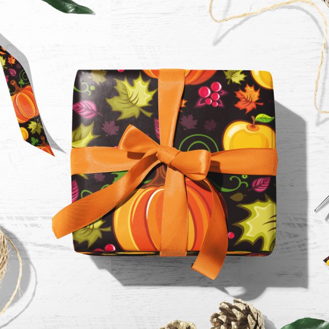 Papel De Presente Pumpkin Berry Gift Wrap | Autumn Gift Wrap Paper  (Criador carregado)
