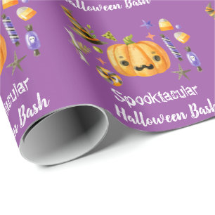 Papel De Presente Pumpkin Bonito Spooktacular Halloween Roxo