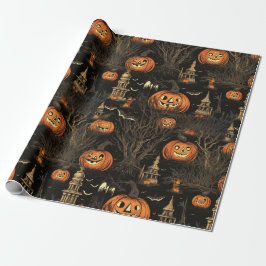 Papel De Presente Pumpkin das Halloween Escuro