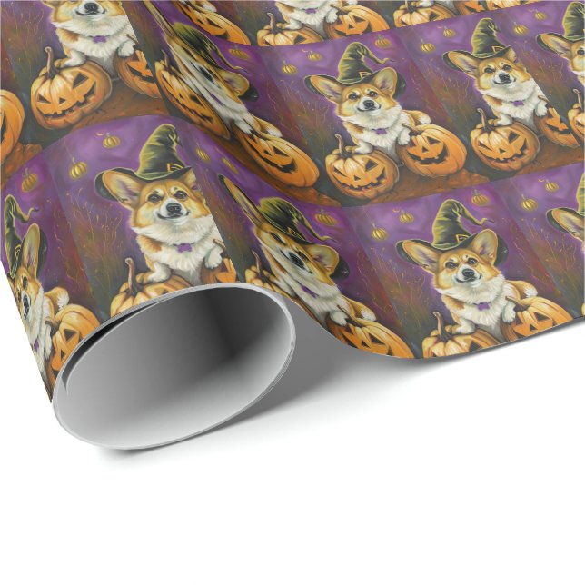 Papel De Presente Pumpkin de Bruxa de Halloween do Cachorro Spooki (Ponta do rolo)