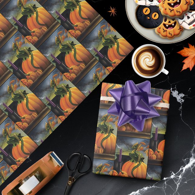 Papel De Presente Pumpkin Dragon Cauldron Halloween (Criador carregado)