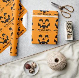Papel De Presente Pumpkin Feliz do Halloween com texto