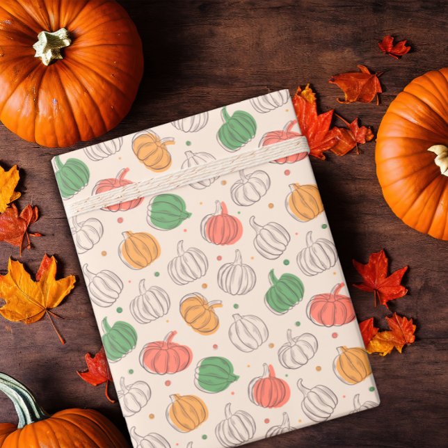 Papel De Presente Pumpkin Halloween amarelo laranja (Criador carregado)