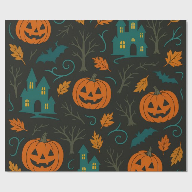 Papel De Presente Pumpkin Haunt Pattern (Aberto)