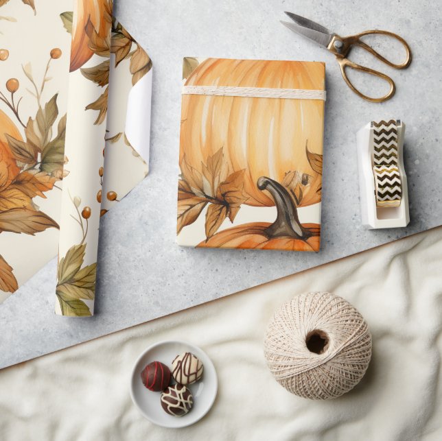 Papel De Presente Pumpkin Laranja no Caminho do Chá de fraldas (Artesanato)