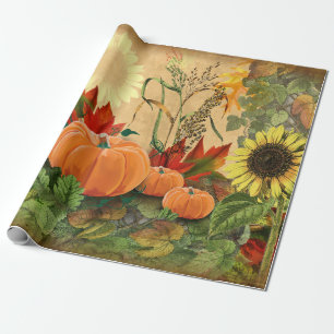 Papel De Presente Pumpkin outono Girassol