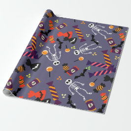 Papel De Presente Pumpkin Patch e Skeleton Halloween Envolvido