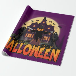 Papel De Presente Pumpkin Scary House, Halloween
