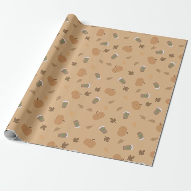 Papel De Presente Pumpkin Spice Fall Wraping Paper Patterno (Desenrolado)