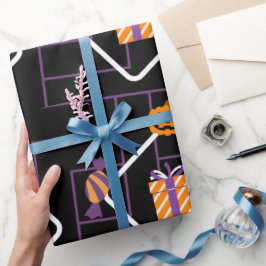 Papel De Presente "Pumpkin Treats Halloween Wrapping Paper"