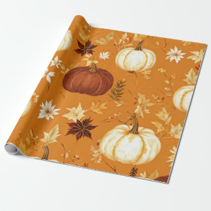 Papel De Presente Pumpkin Watercolor Fall & Autumn Thankiness