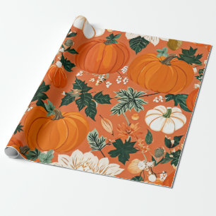 Papel De Presente Pumpkin Watercolor Fall & Autumn Thankiness