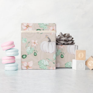 Papel De Presente Pumpkins Branco Padrão de Arte de Aquarela