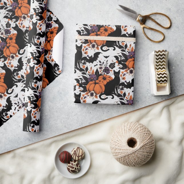 Papel De Presente Pumpkins de Gato Negro (Artesanato)