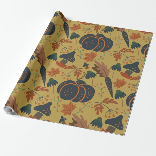 Papel De Presente Pumpkins e cenouras, sem costura (Desenrolado)